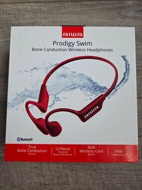 Aiwa Prodigy Swim Bone Conduction Wireless Headphones Waterproof Red 8GB MP3
